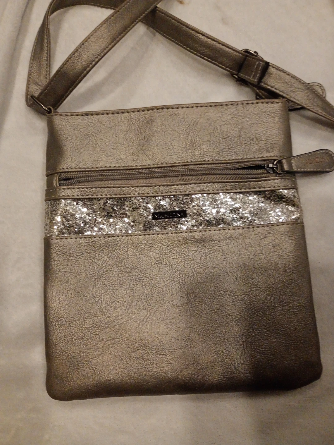 Gold Crossbody Bag with Glitter Detail