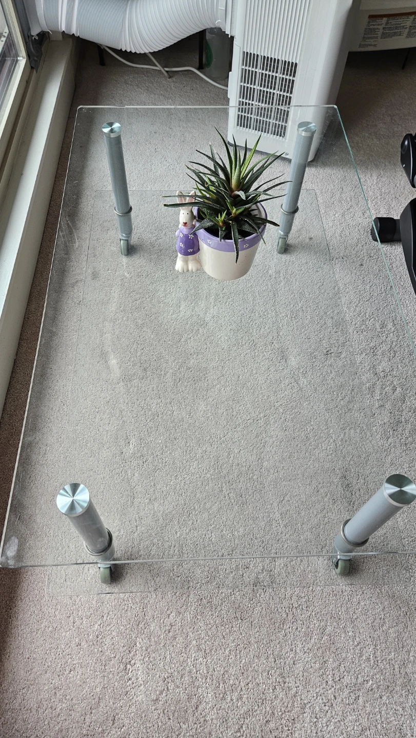 Clear Glass Coffee Table with Metal Legs - photo 2