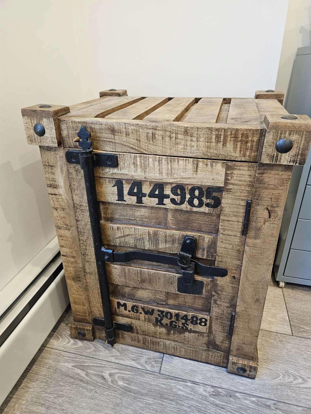 Vintage Industrial Wooden Storage Cabinet