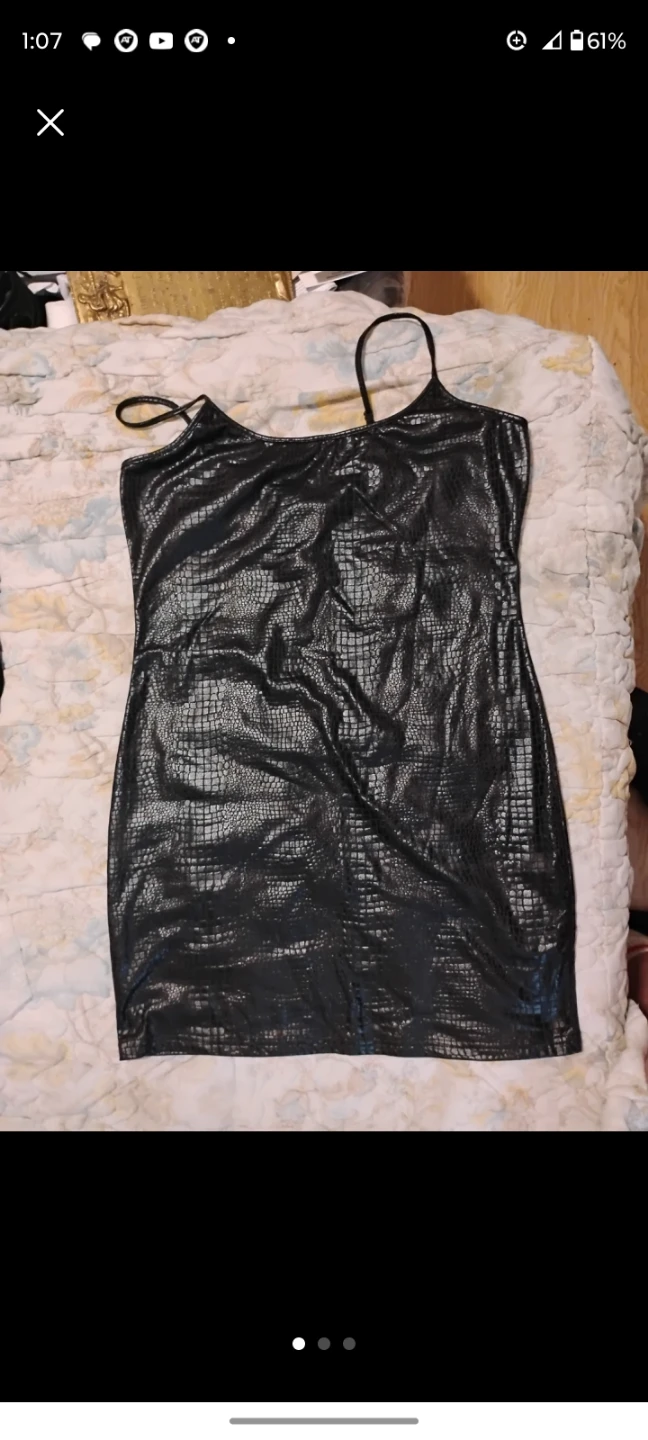 Black Faux Leather Snake Print Mini Dress - photo 2