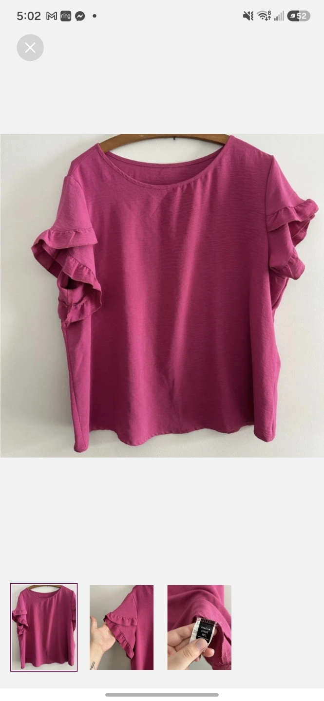 SHEIN Curve Pink Ruffle Sleeve Blouse 1XL