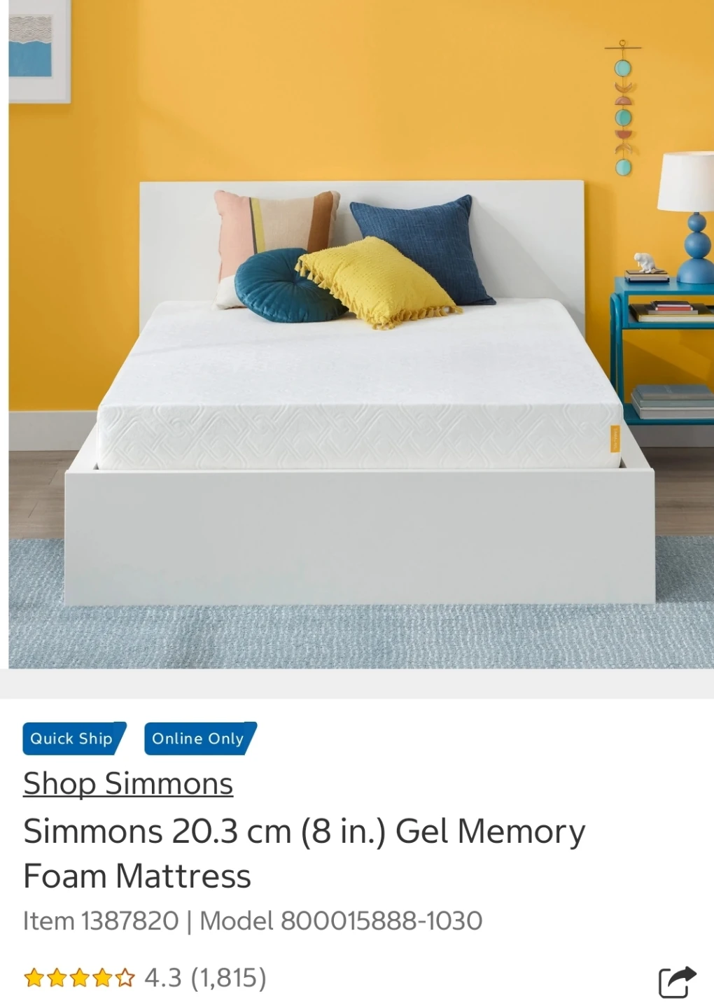 Simmon foam mattress 8 inch full size
