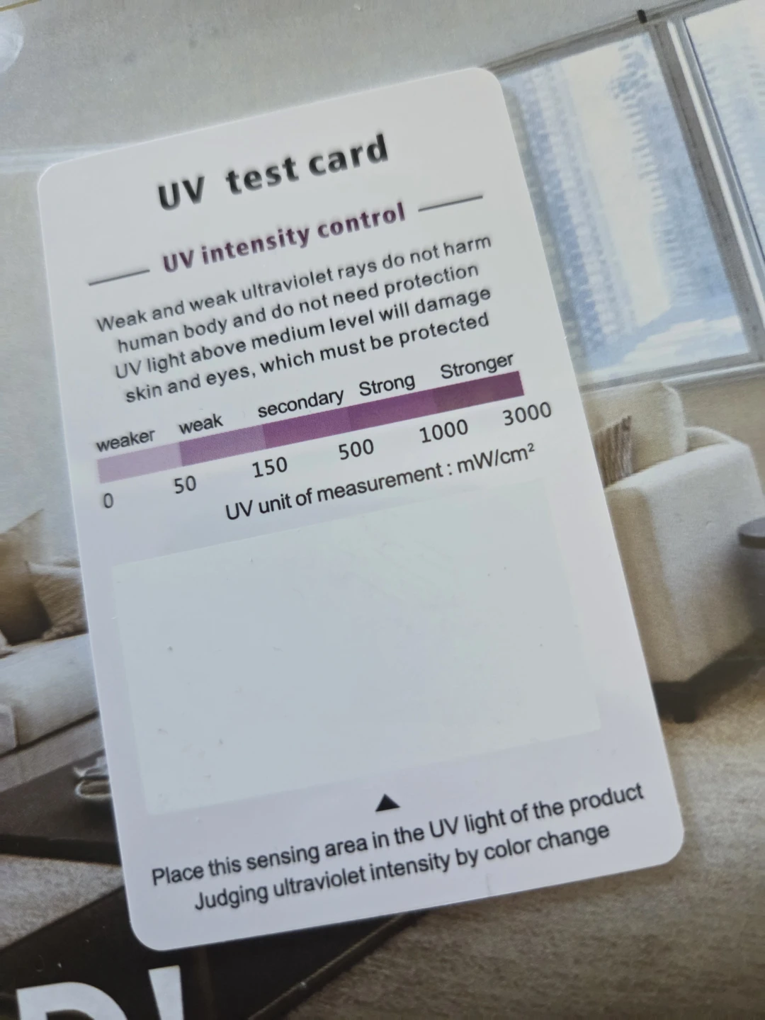 UV Test Card - UV Intensity Control