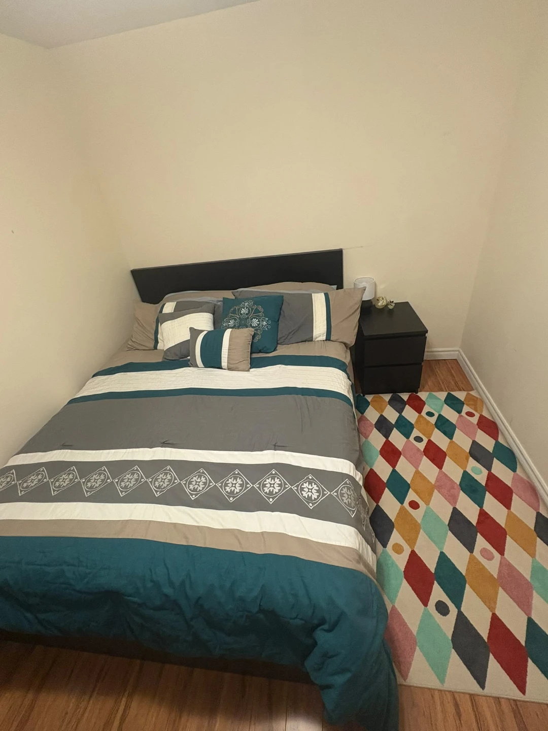 IKEA queen size bed with mattress and night stand - photo 2