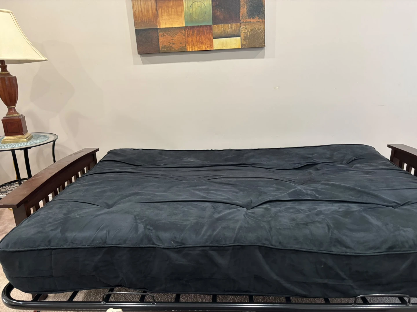 Black Futon Sofa with Wooden Frame - photo 4