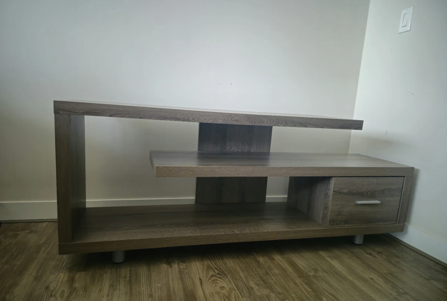 Modern Wood Entertainment Unit with Drawer