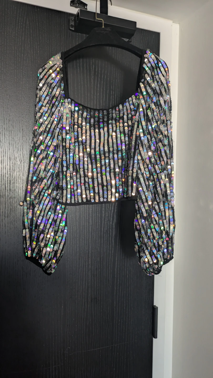 ASOS Sequin Long Sleeve Crop Top - photo 3
