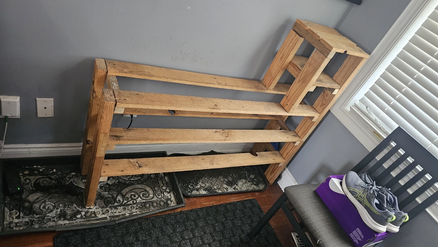 Custom wooden multi-tier shoe rack