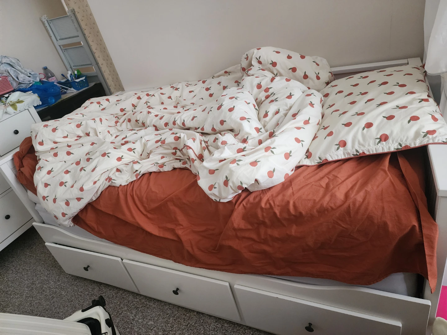 IKEA White Storage Bed with 3 Drawers