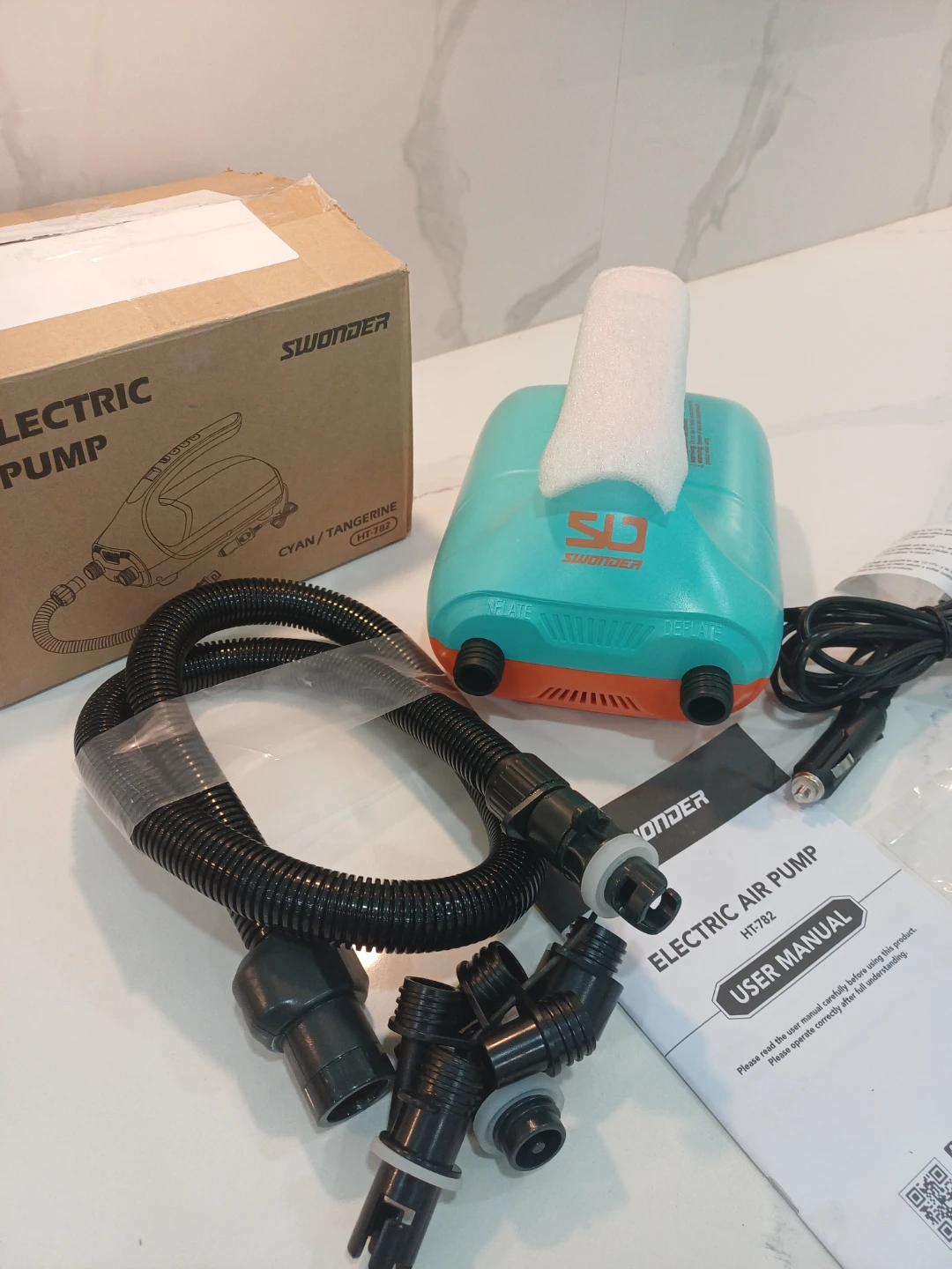Swonder HT-782 DC Electric Air Pump Cyan and Tangerine - photo 2
