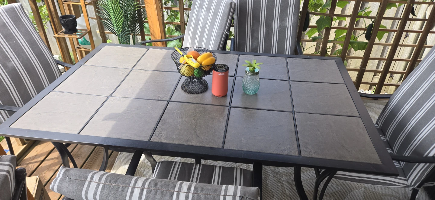 Patio Dining Table with Tile Top