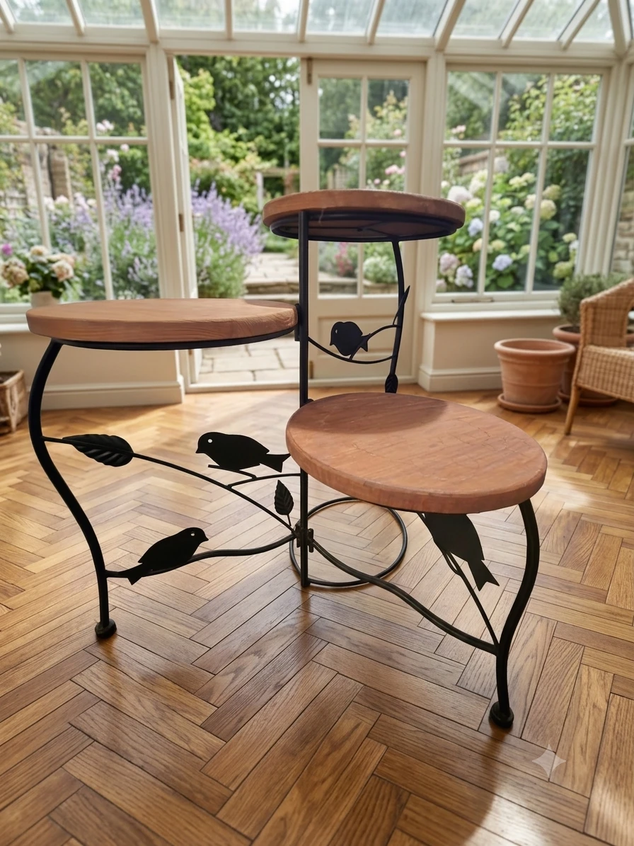 3-Tier Plant Stand with Bird Accents