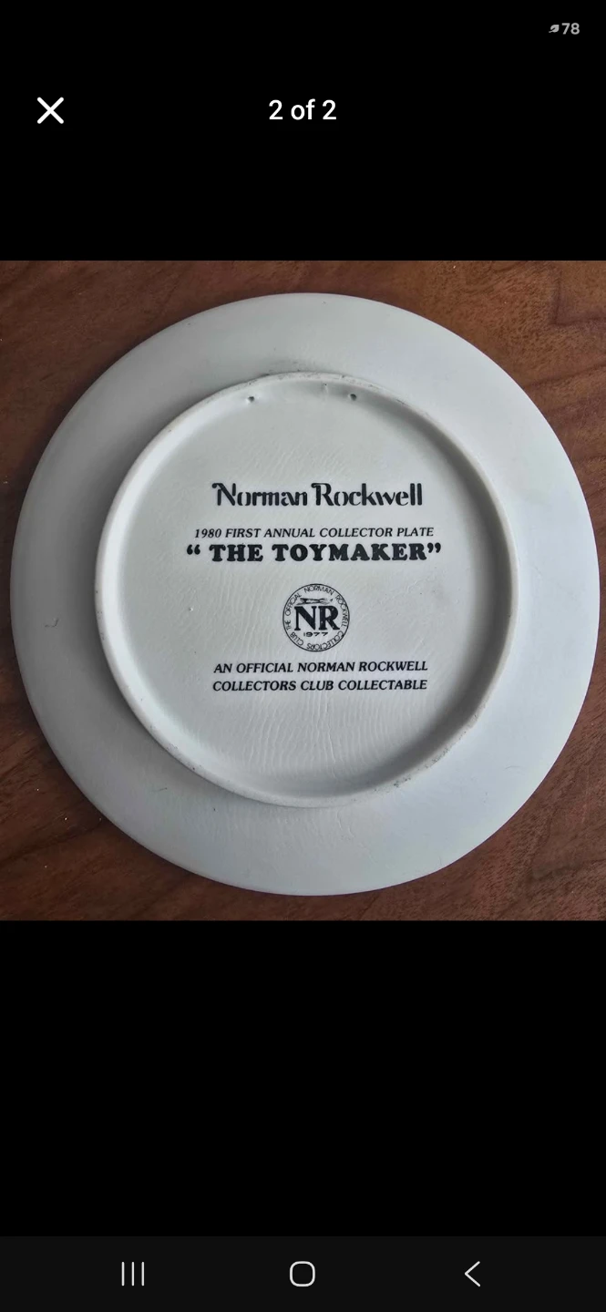 1980 Norman Rockwell "The Toymaker" First Annual Collector Plate - photo 2