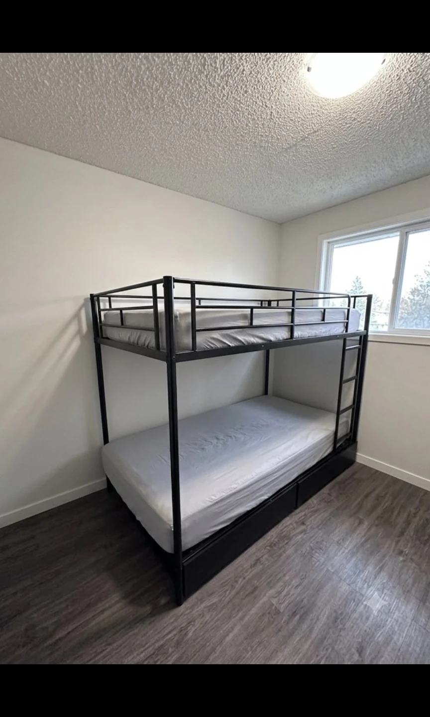 Black Metal Bunk Bed with Twin Mattresses