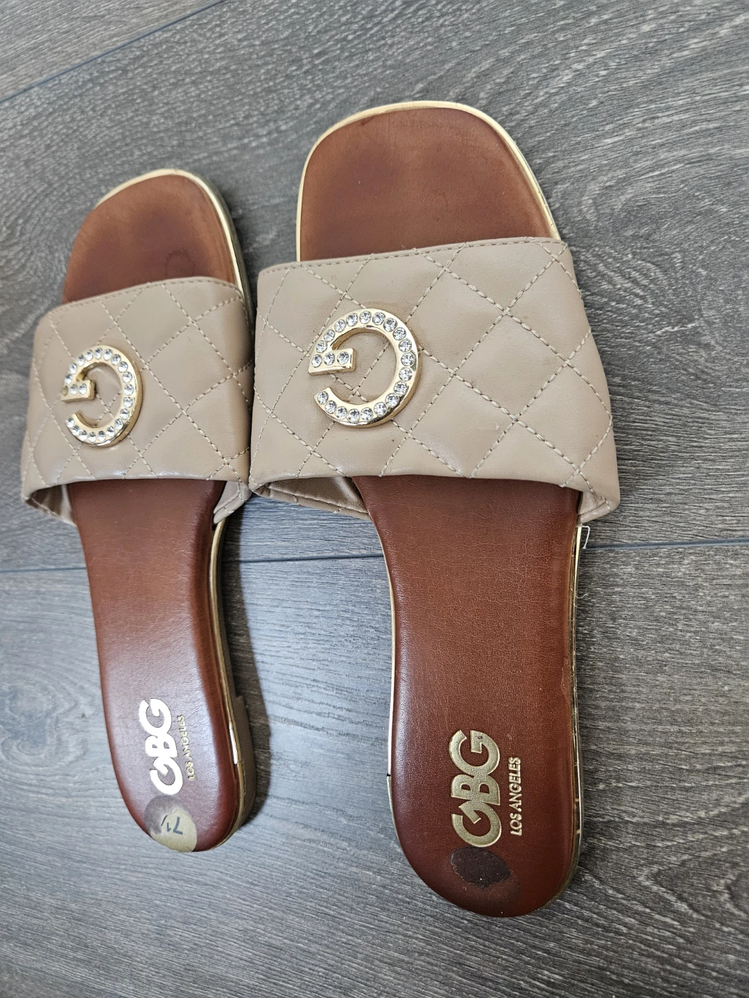 GBG Los Angeles Beige Quilted Slides - Size 7.5 - photo 2