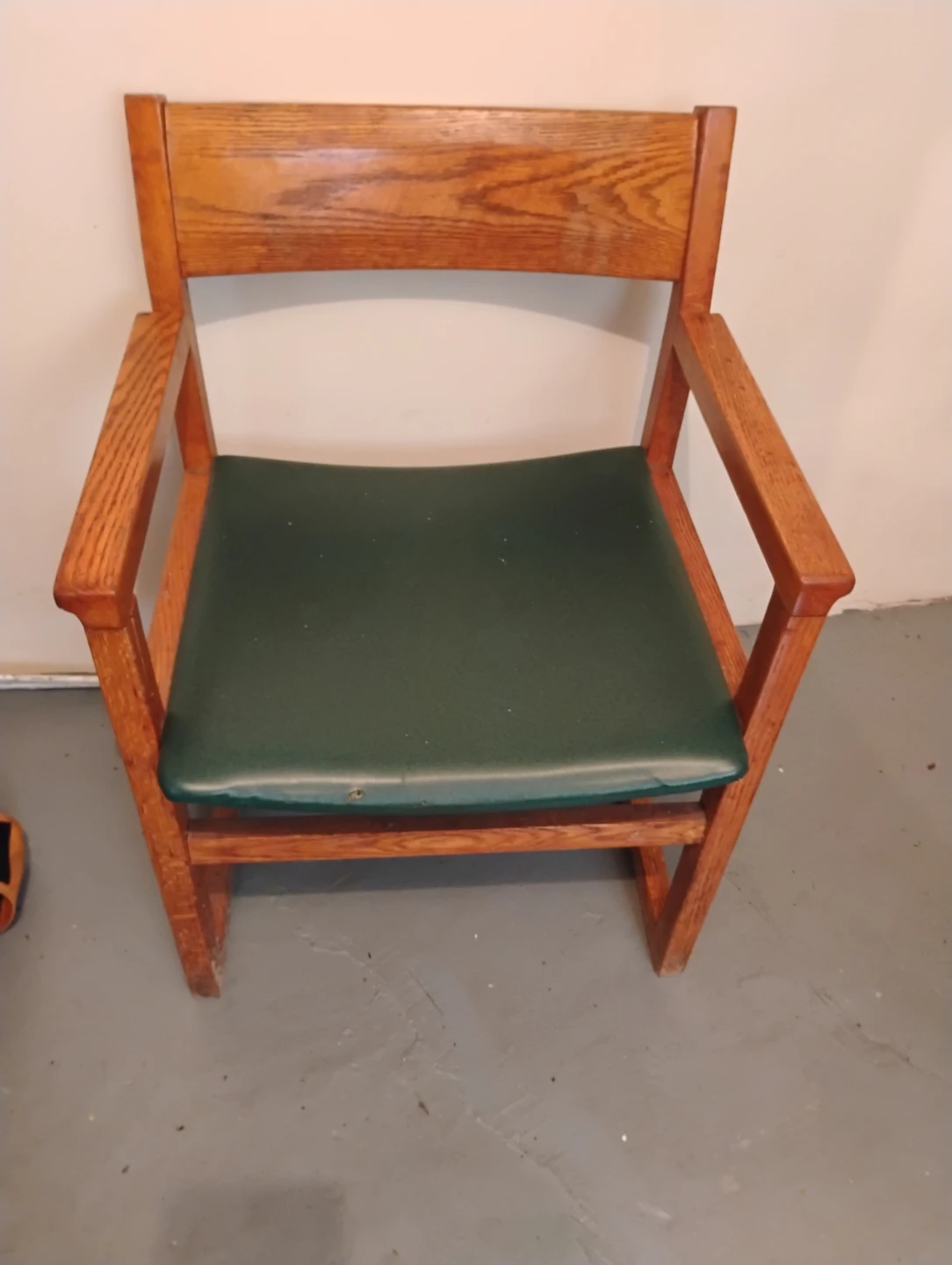 Wooden Arm Chair with Green Seat