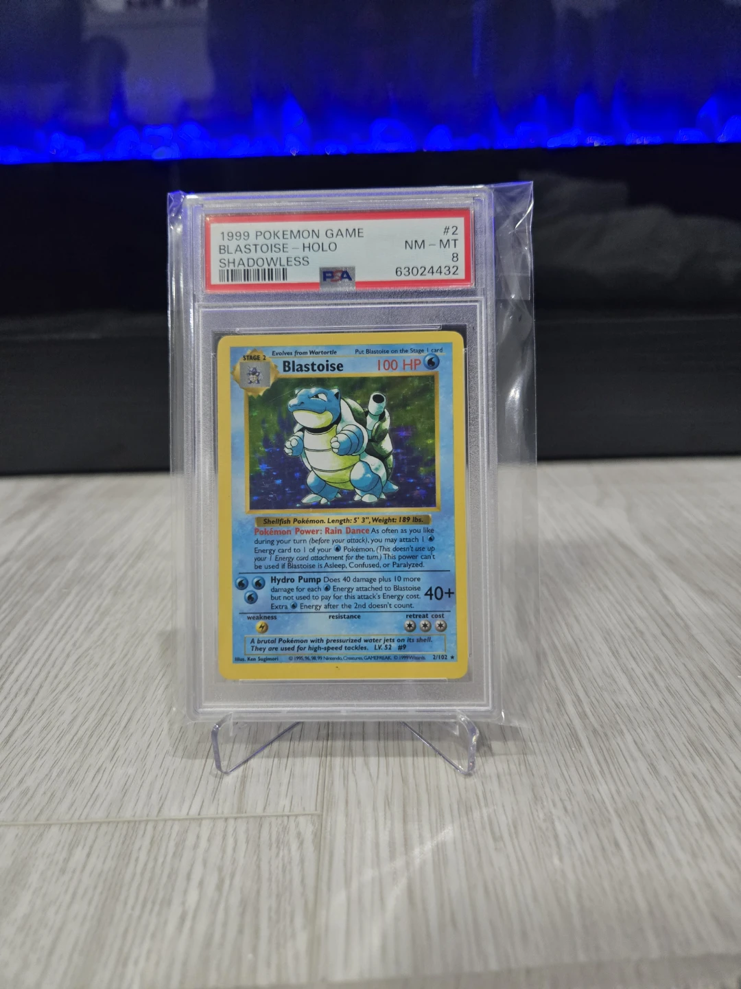 Pokemon 1999 Base Set Shadowless Blastoise PSA 8!!