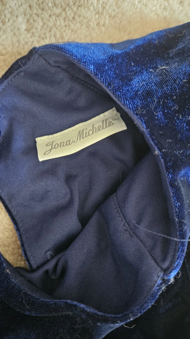 Jona Michelle Navy Velvet & Lace Dress - photo 2