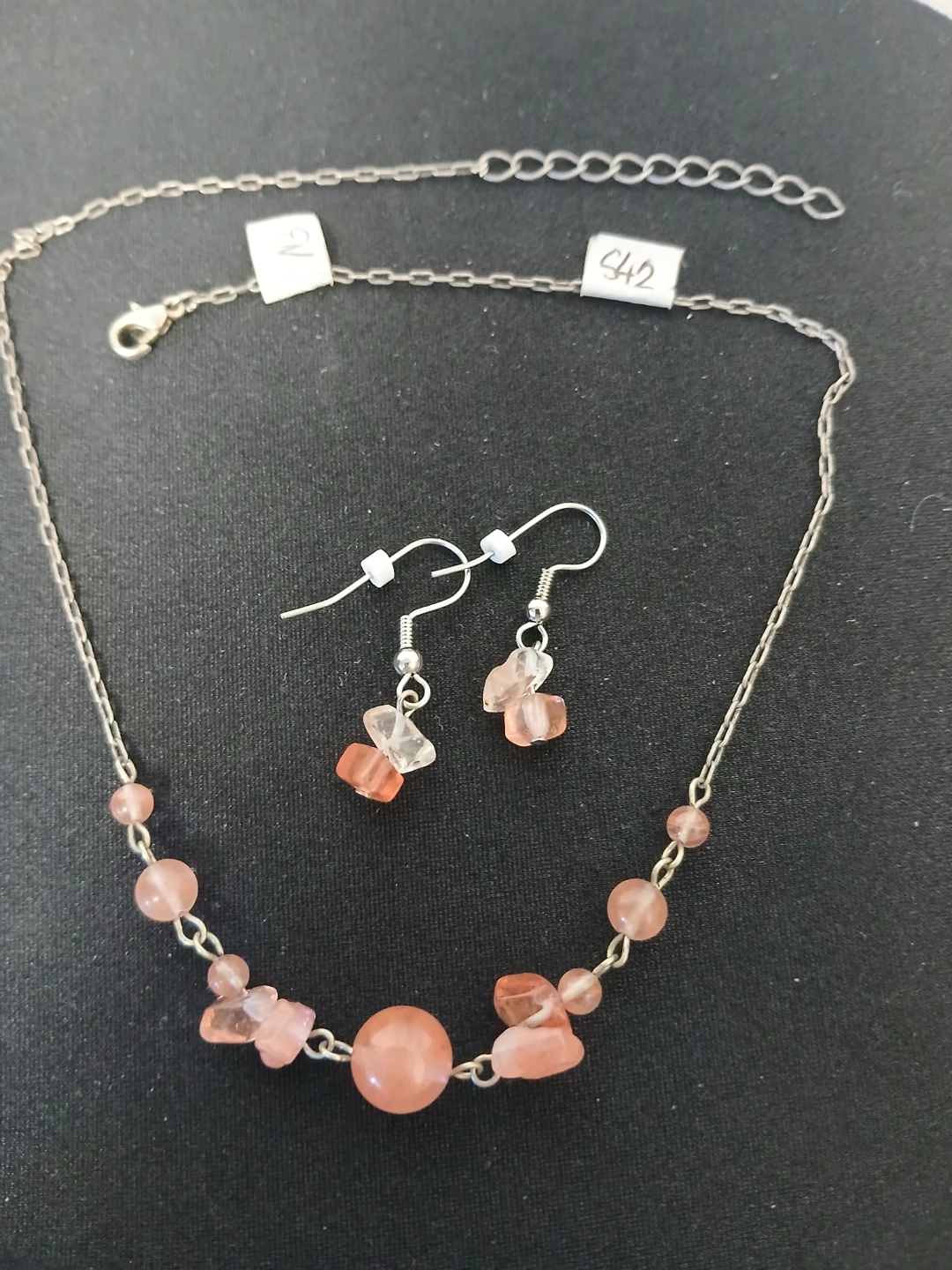Cherry Quartz Necklace and Earring Set