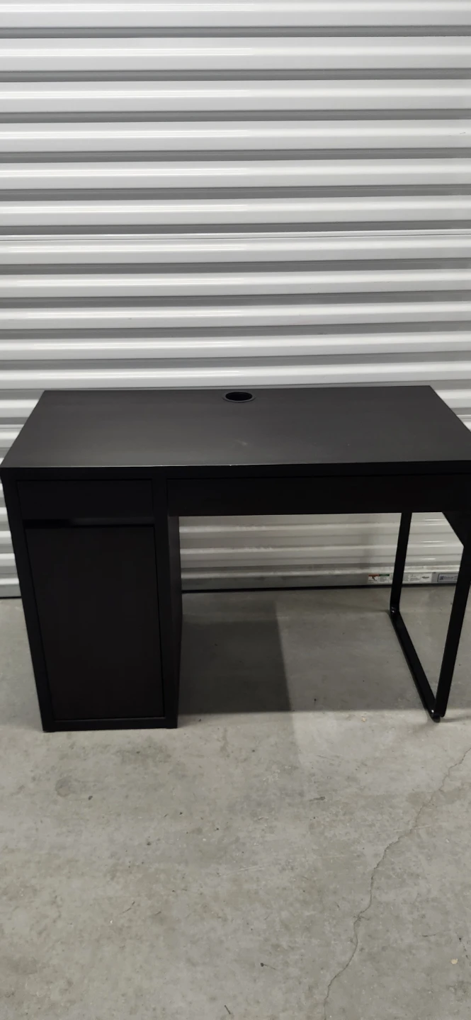 Ikea Black Desk with Drawer and Cabinet - photo 2