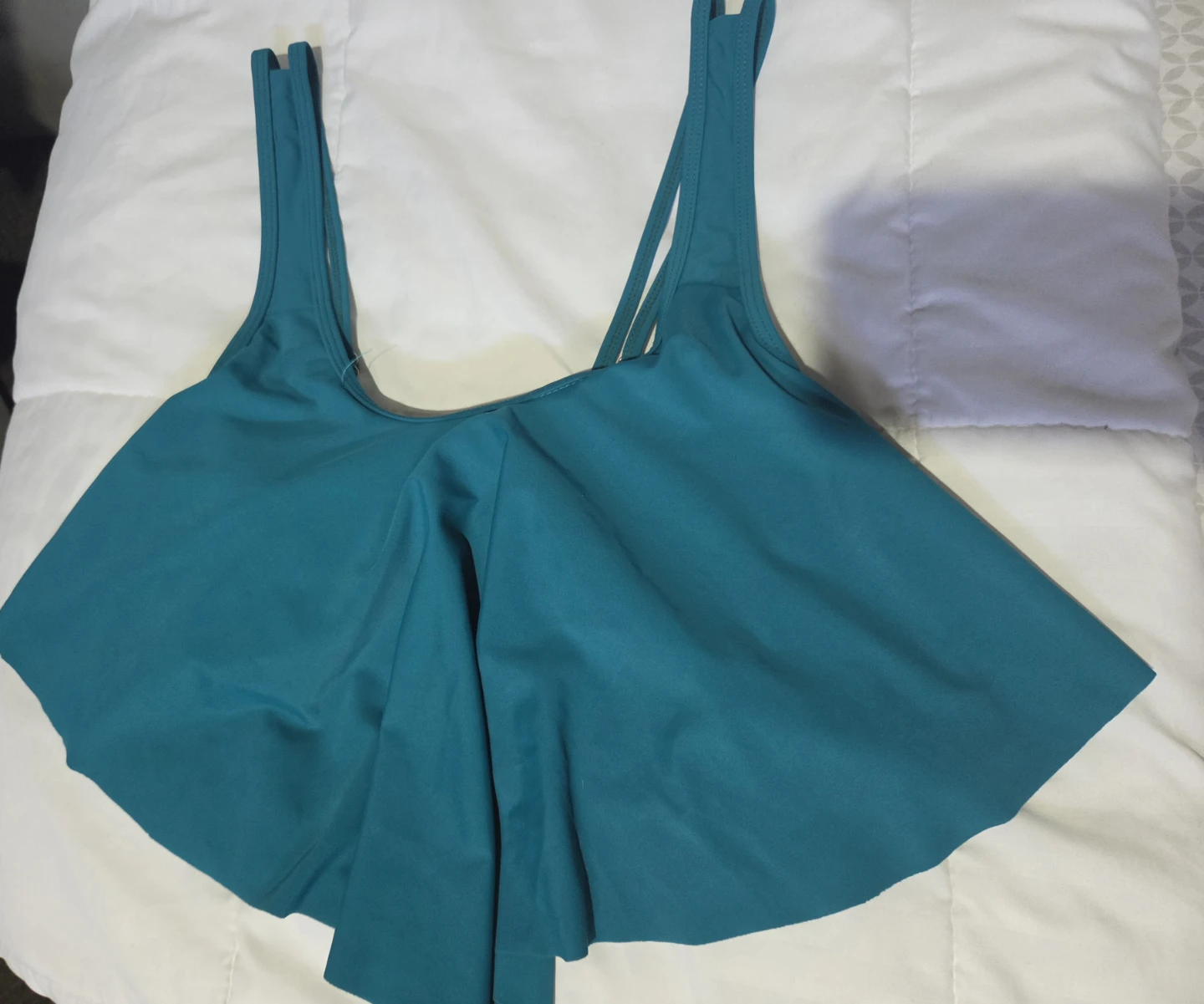 Teal Ruffle Swim Top