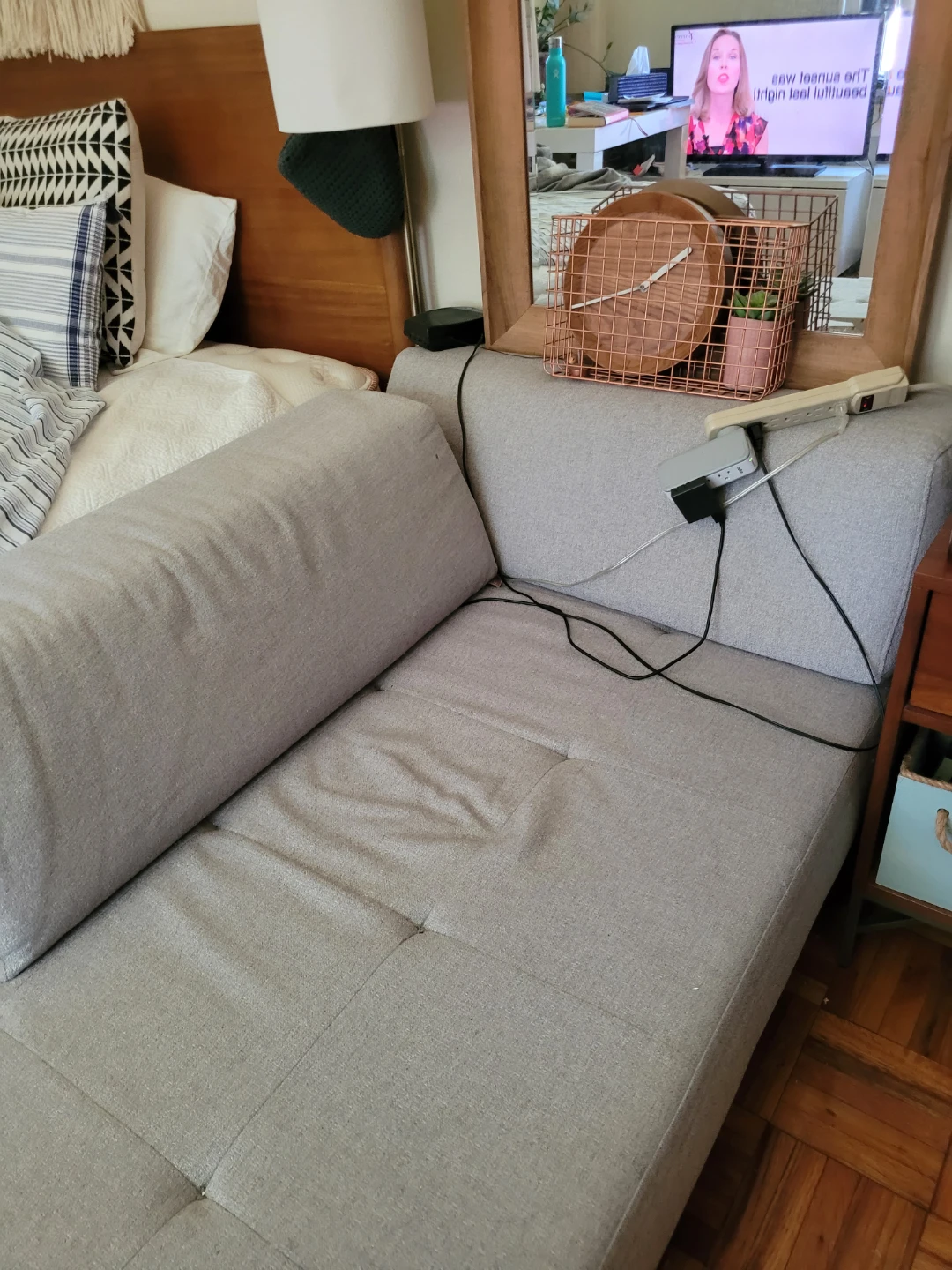 West Elm Gray sofa daybed couch - photo 2