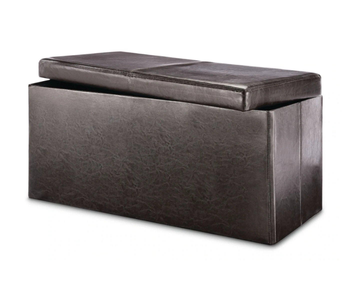 Brown Faux Leather Storage Ottoman Bench - photo 4