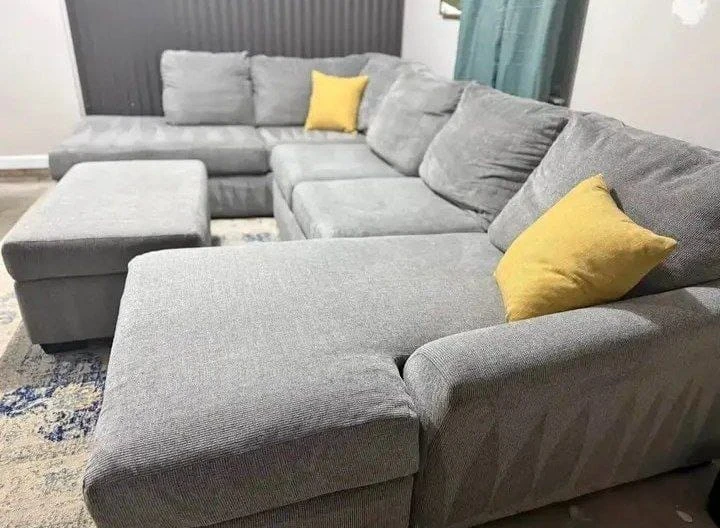 Gray Sectional Sofa with Storage Ottoman