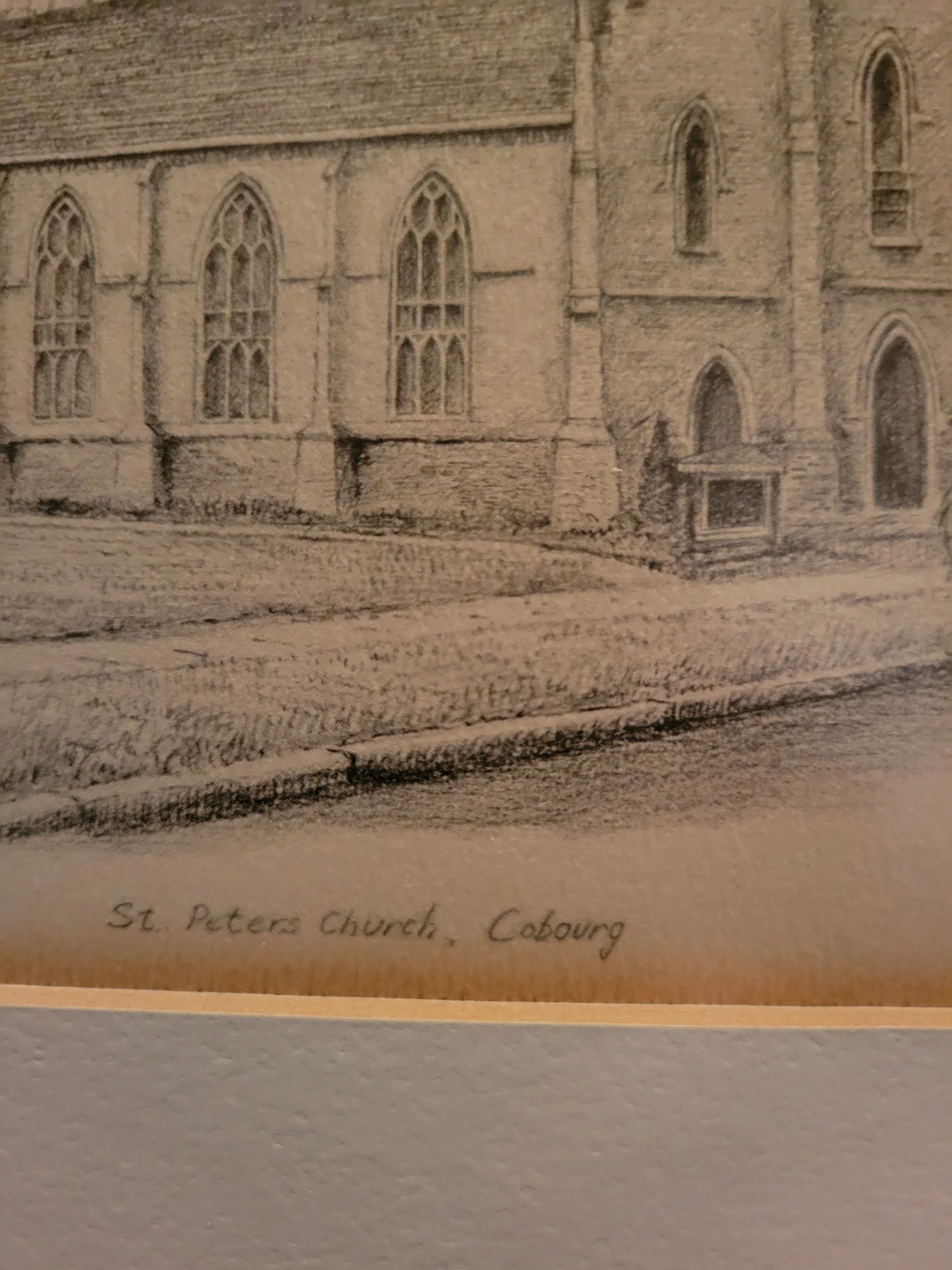 Original Pencil Drawing of St. Peter's Church, Cobourg, Ontario - photo 3
