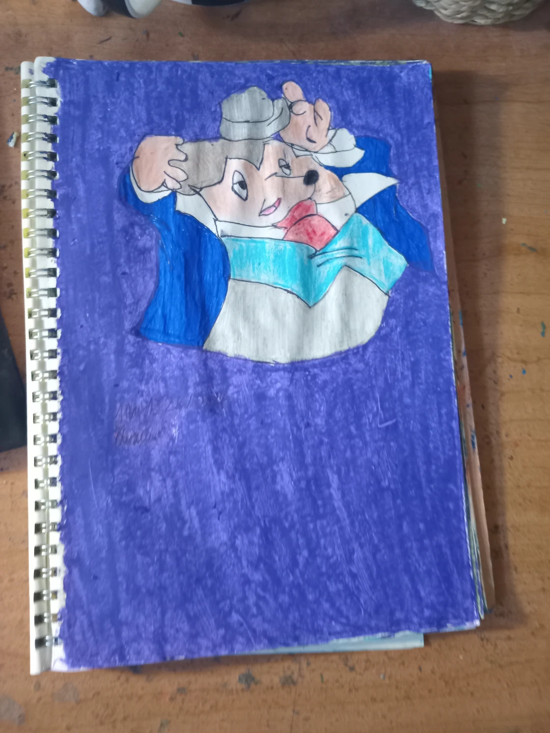 PURPLE BACKGROUND MOUSE DRAWING BY CUSTOM ARTIST SHERWIN - photo 4