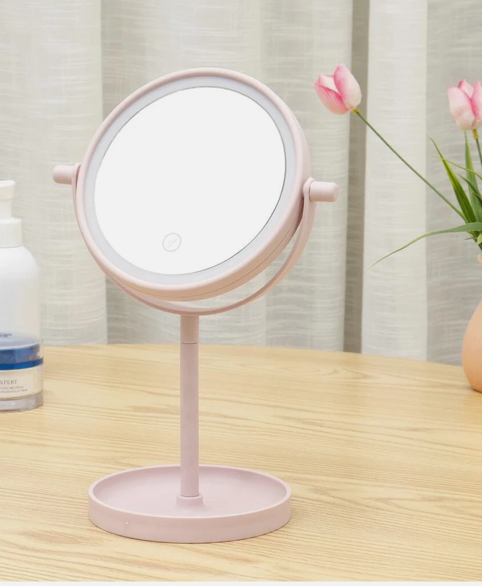 LED Makeup Mirror with Light and Storage Tray
