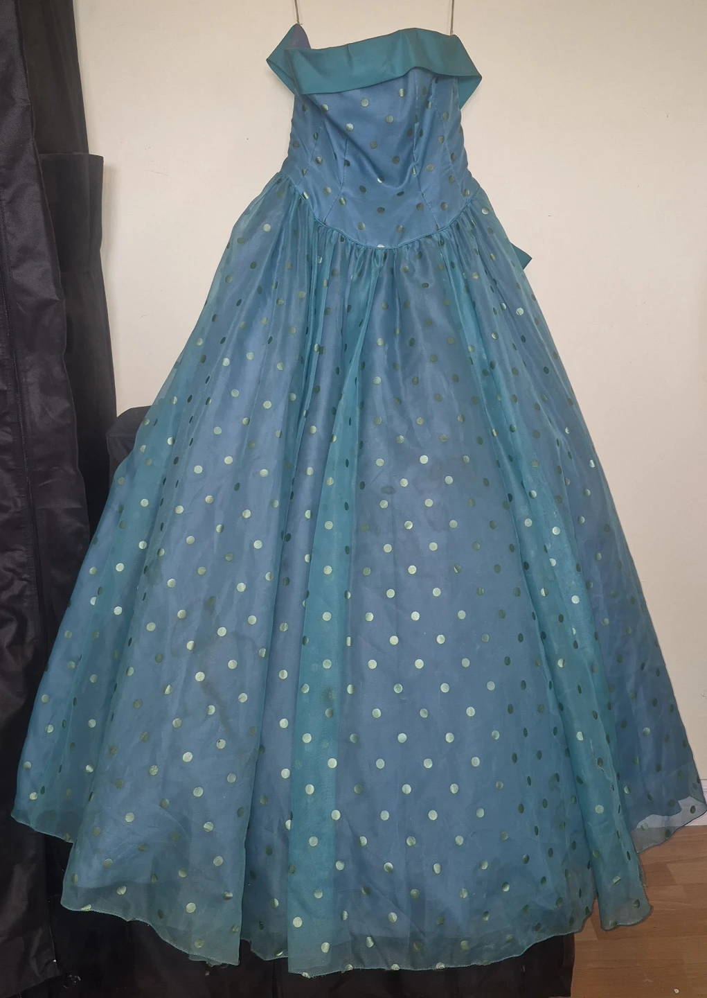 Mike Beny Formal Teal Polka Dot Ball Gown Size 12