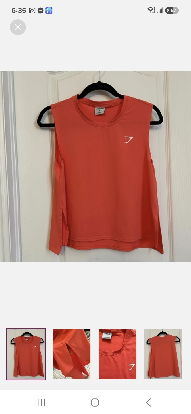 Gymshark Sleeveless Tank Top Coral Size M