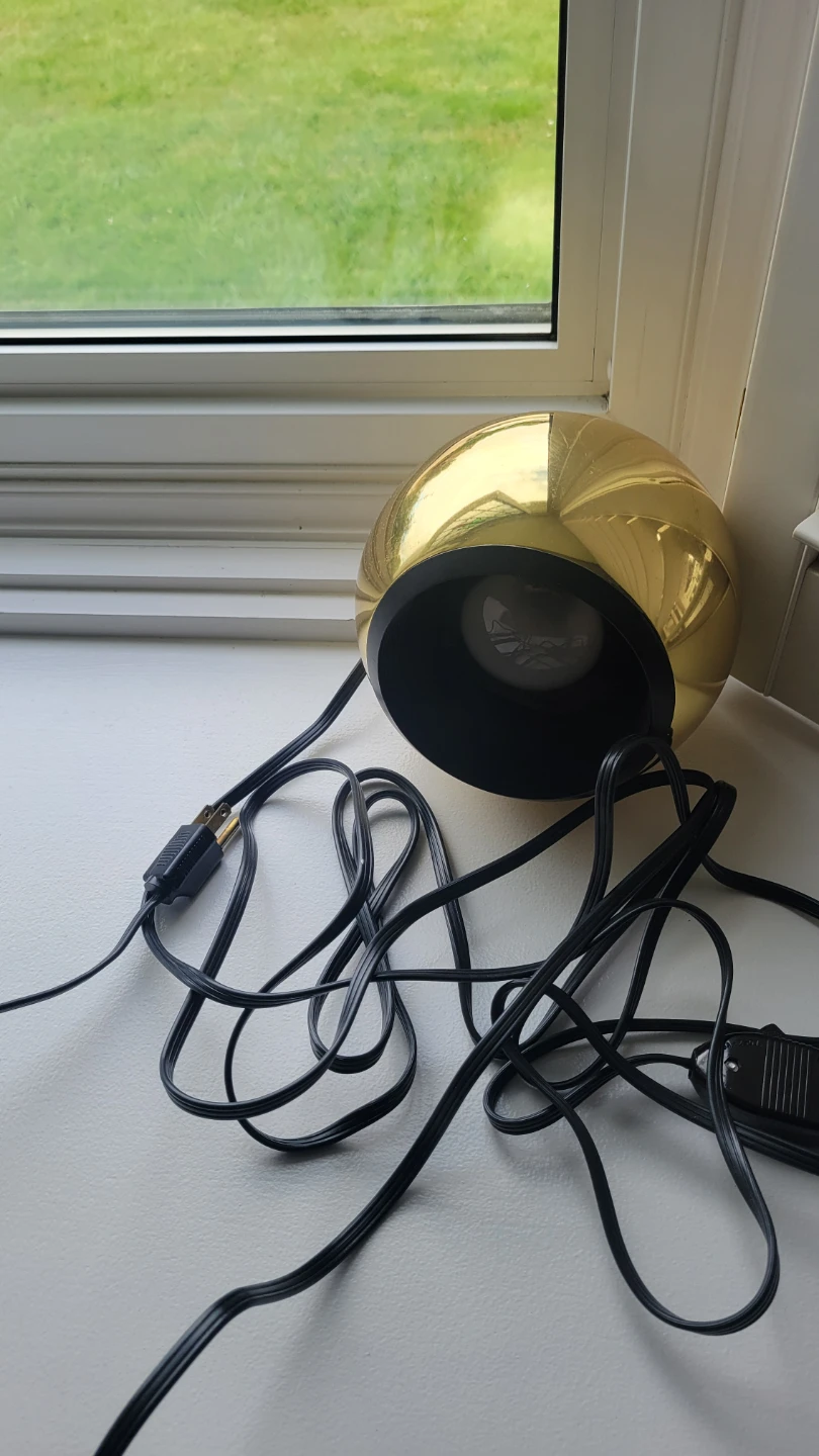 Just plug in! Mid Century Atomic Eyeball Brass Pendant Lamp