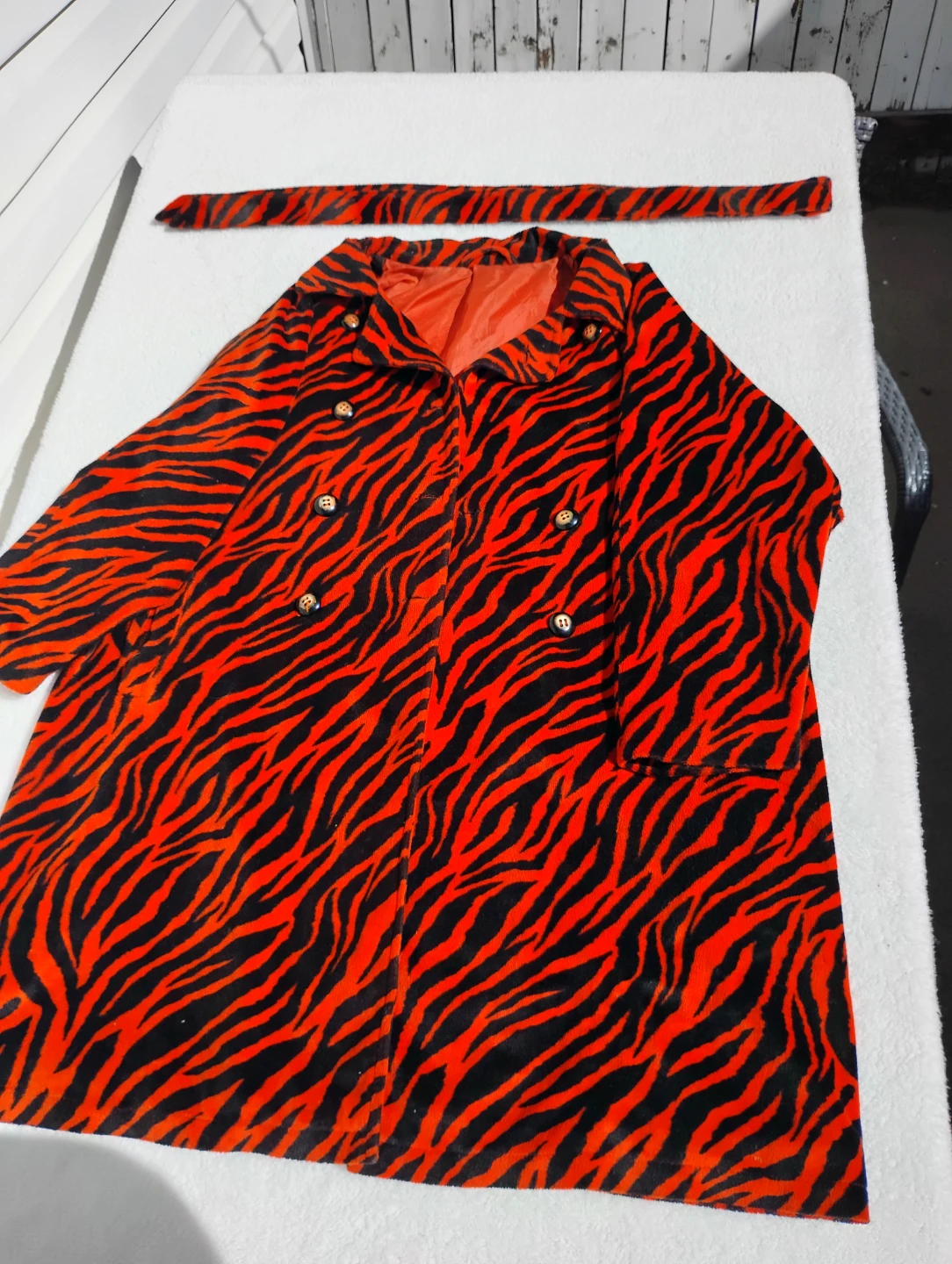 Orange and black zebra print trench coat - photo 2