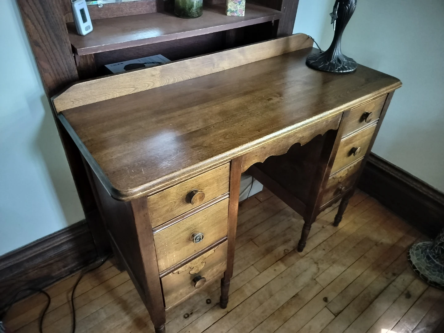 Vintage Wooden Desk with Drawers