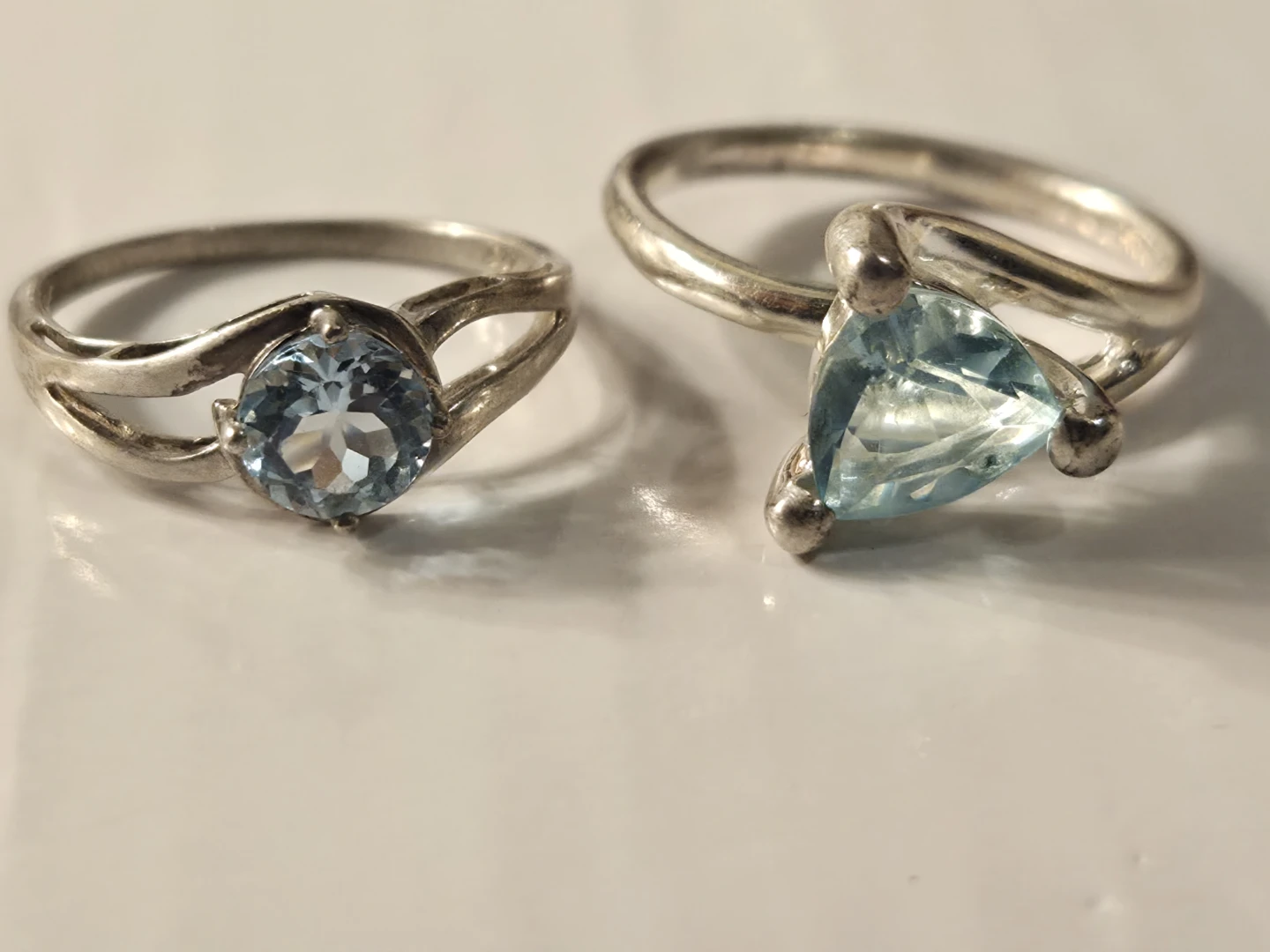 2 Sterling Silver Rings with Blue Stones - photo 2