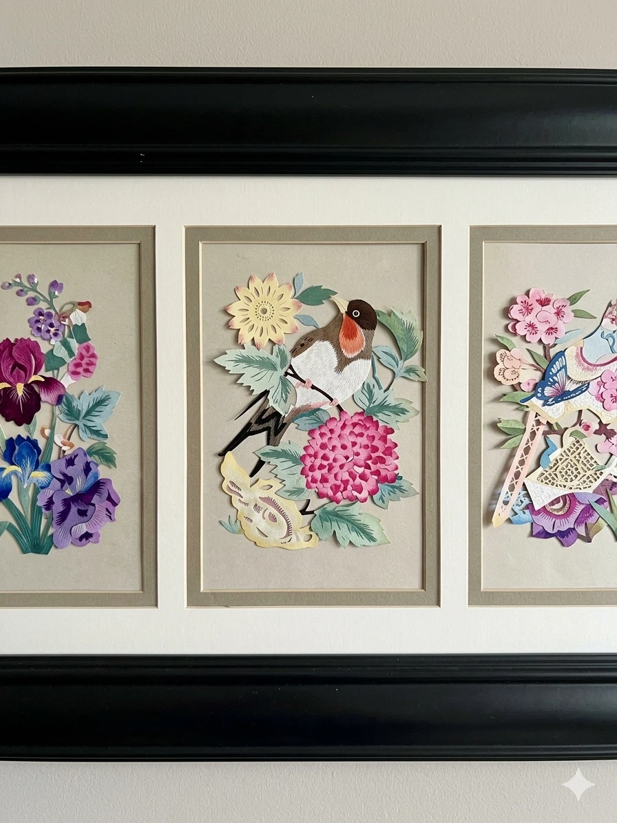 Vintage Chinese Paper-Cut Shadow Box - photo 5