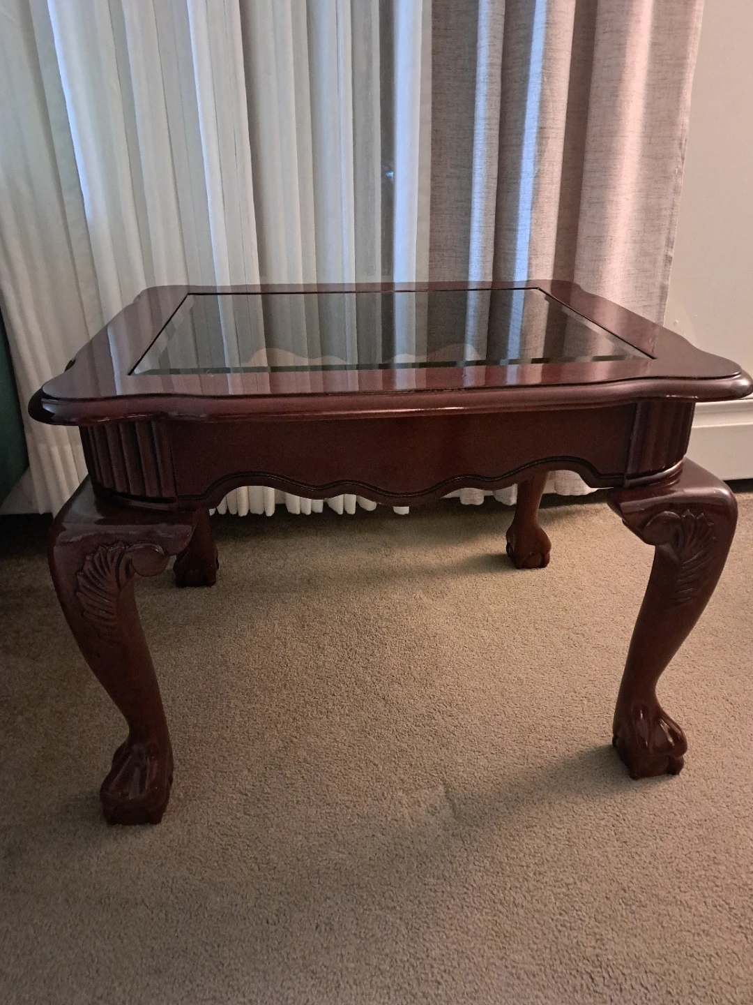 Vintage End Table with Glass Top - photo 2