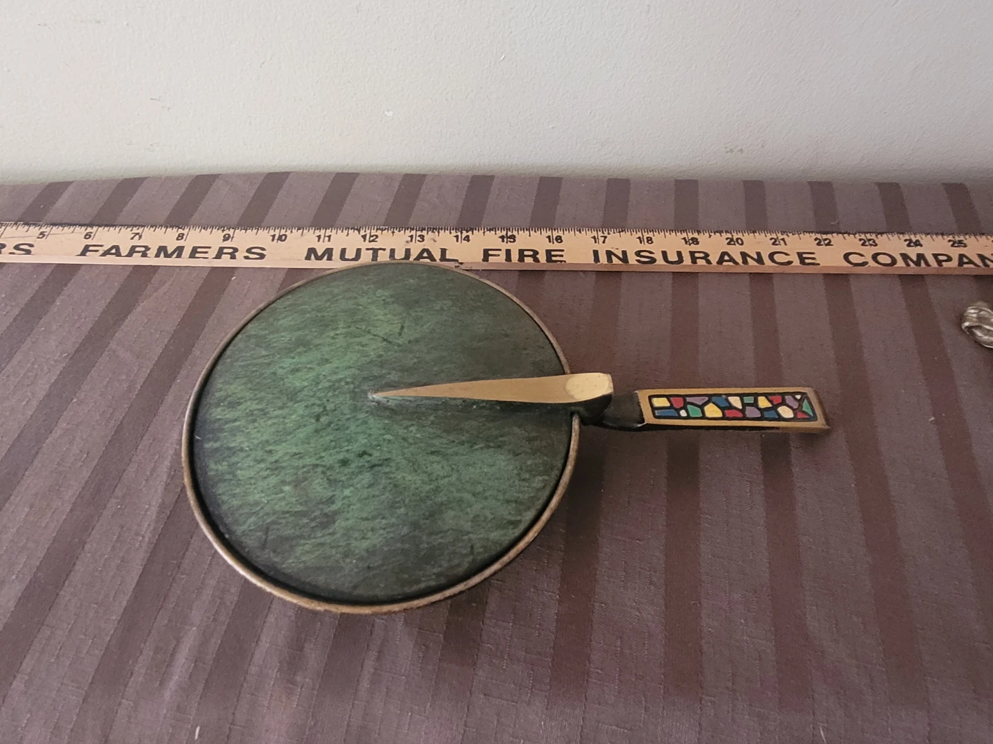 Vintage Israel Brass Silent Butler  Mosaic Handle.