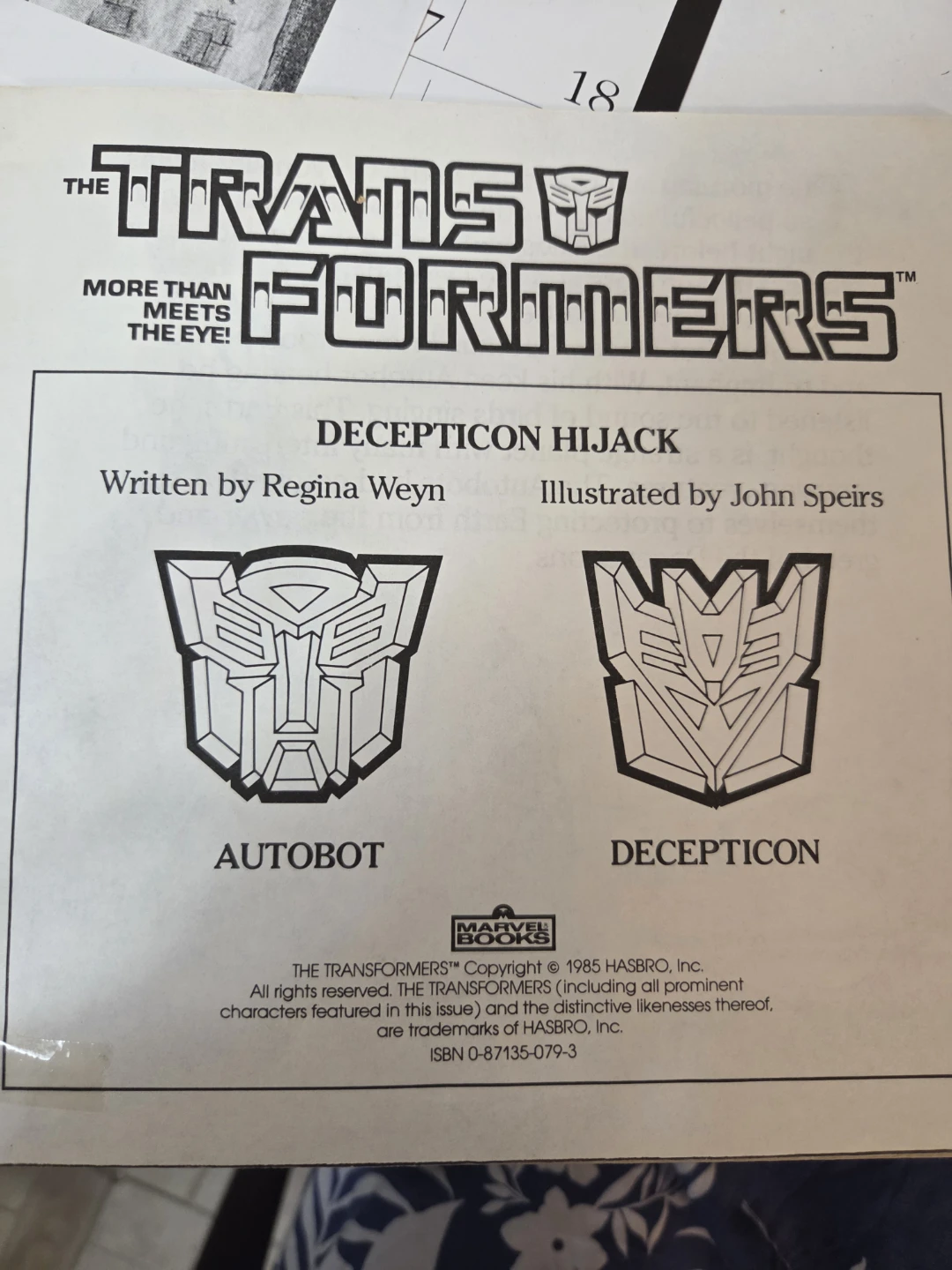 The Transformers Decepticon Hijack Marvel Book 1985 - photo 2