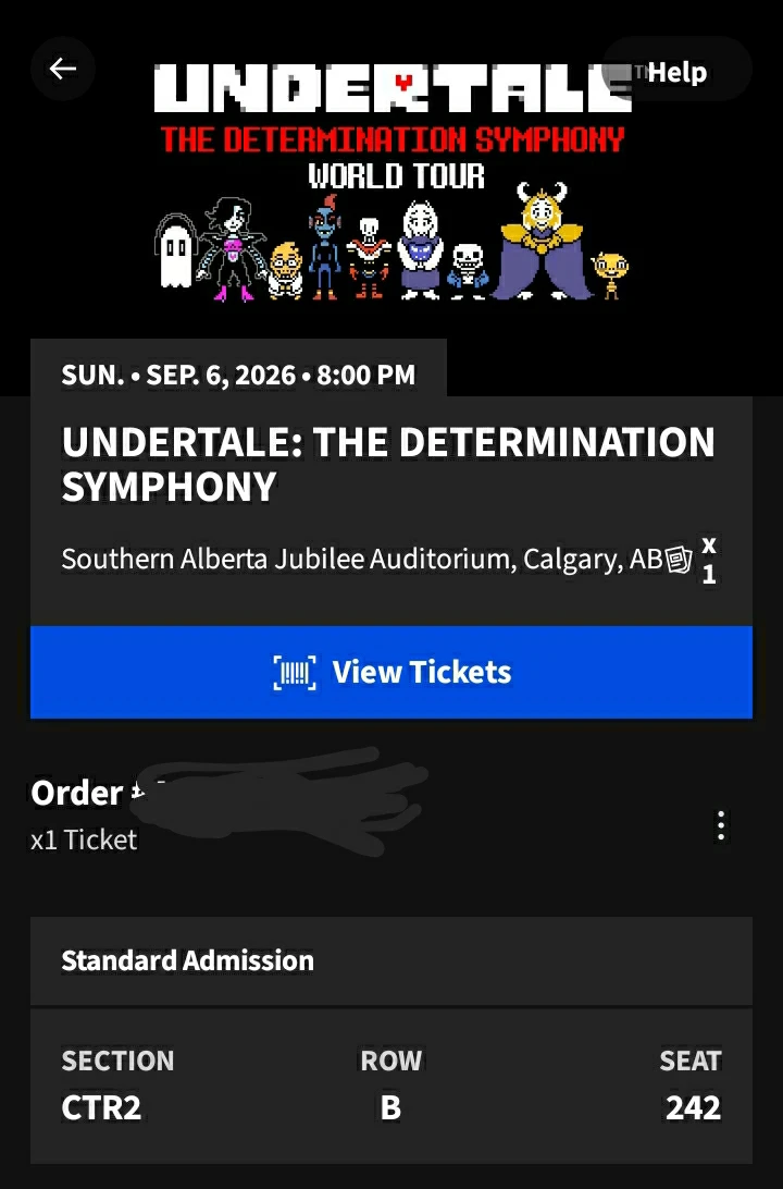 Undertale Symphony Ticket