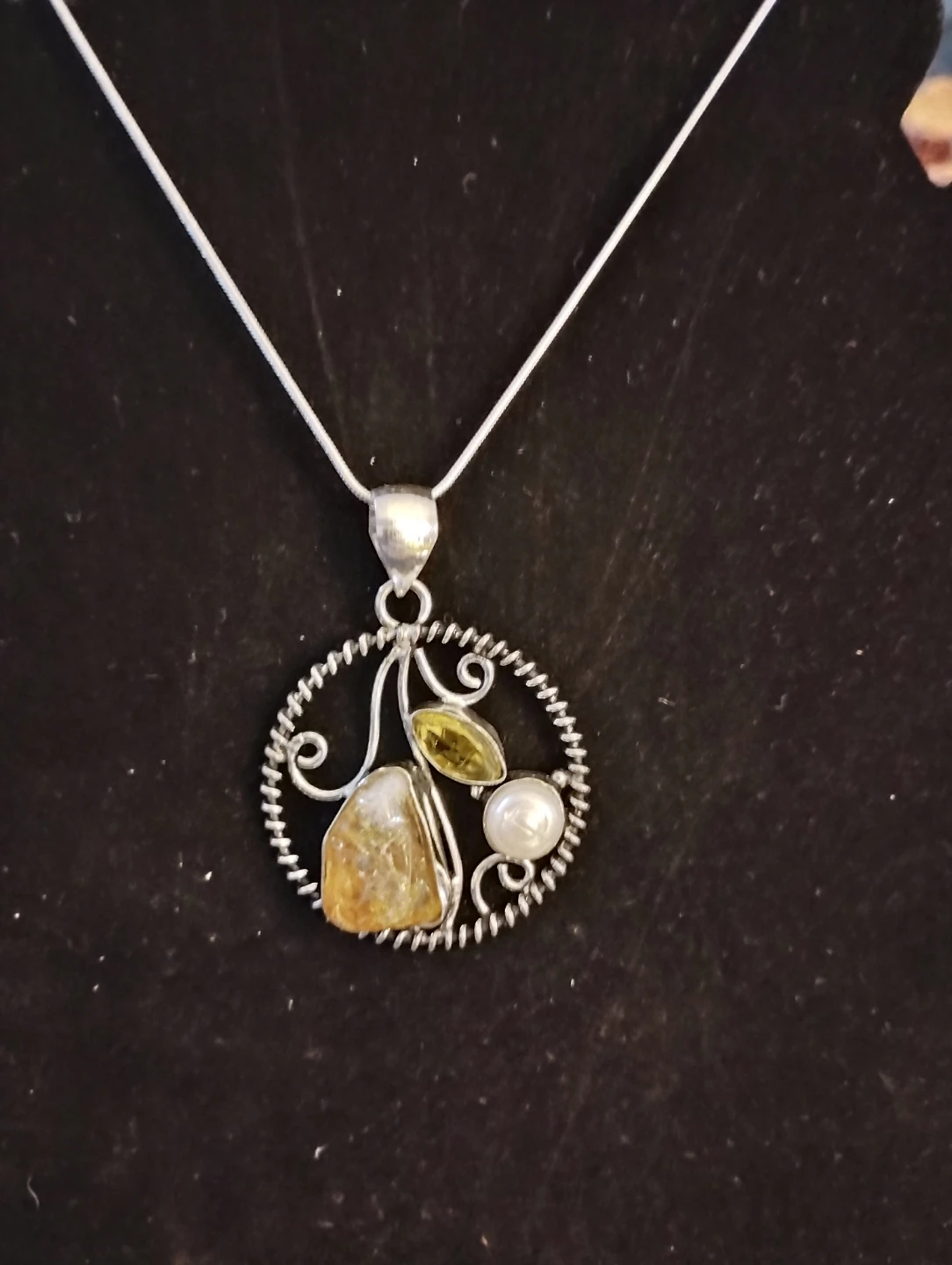 Sterling Silver Citrine and Pearl Necklace - photo 2
