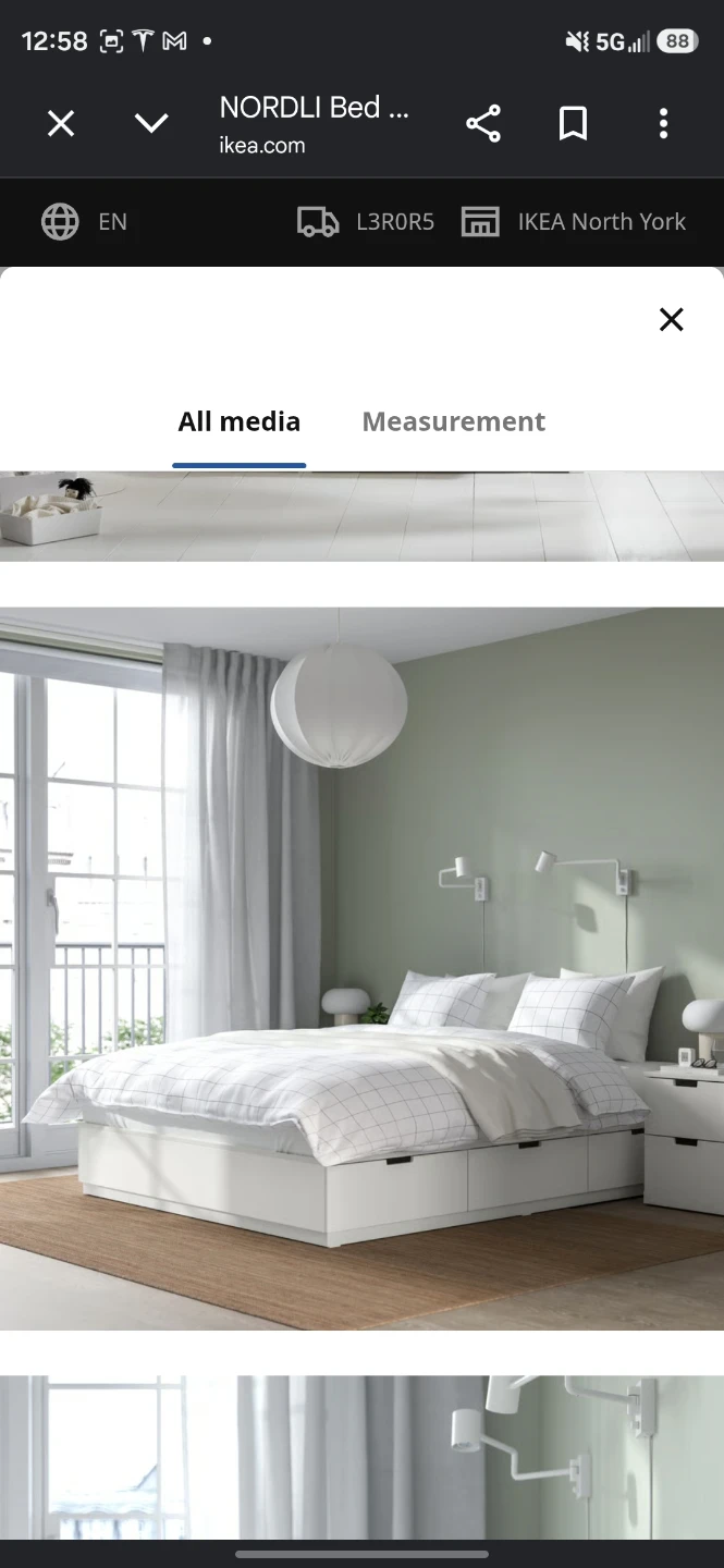 IKEA NORDLI Bed frame with storage, white, Queen - photo 3