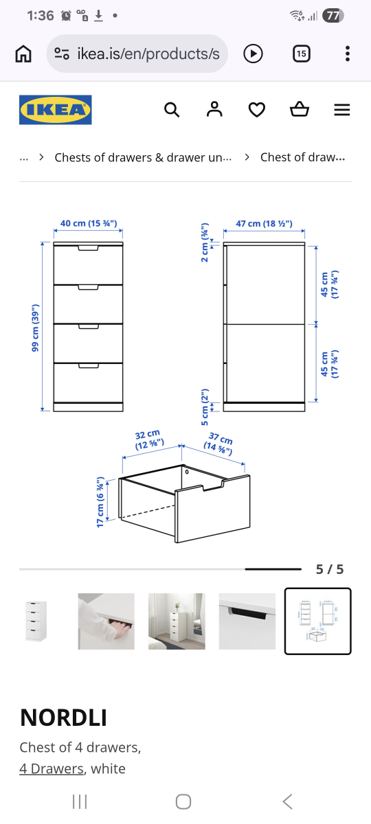 IKEA Nordli drawer chest Unit set x2 (White) - photo 3