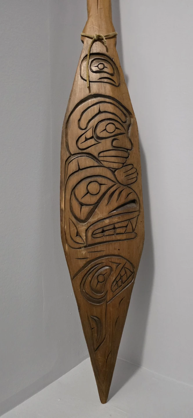 Hand Carved Indigenous Wooden Paddle - photo 2