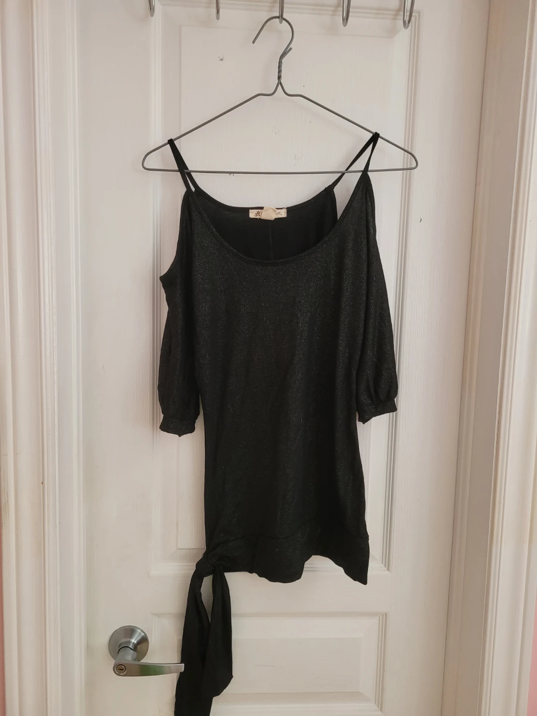 Black Cold Shoulder Sparkle Top