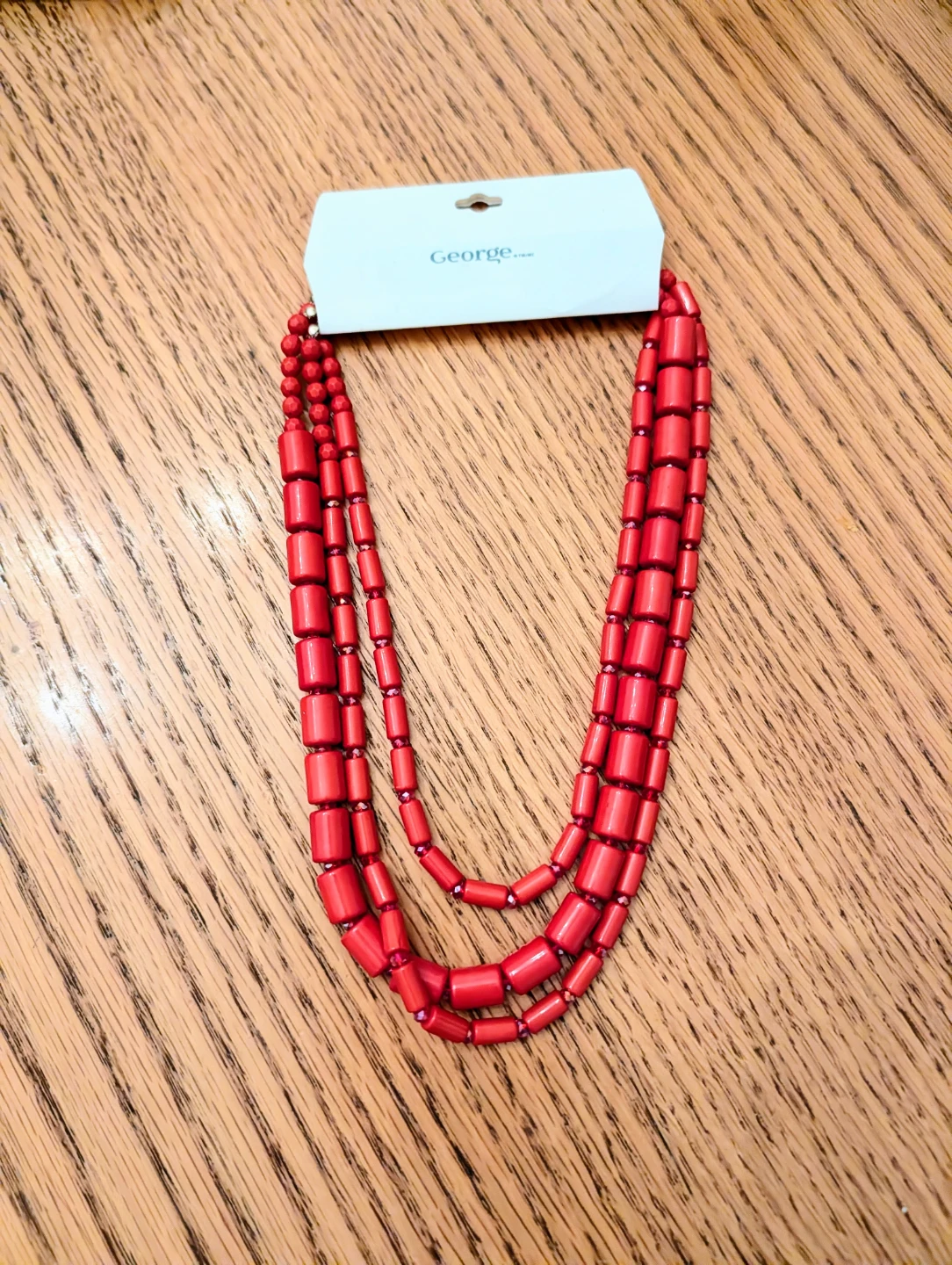 George Red Beaded Layered Necklace