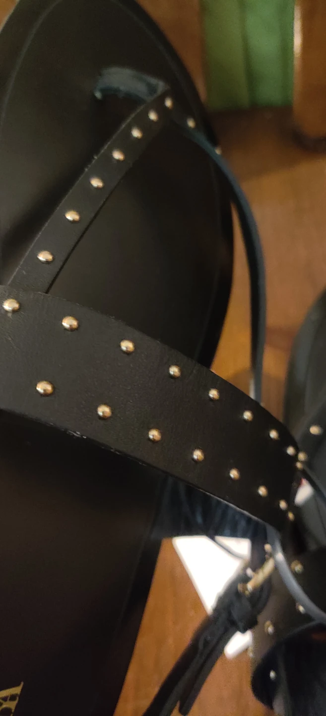 ZARA Black Studded Flat Sandals - photo 5
