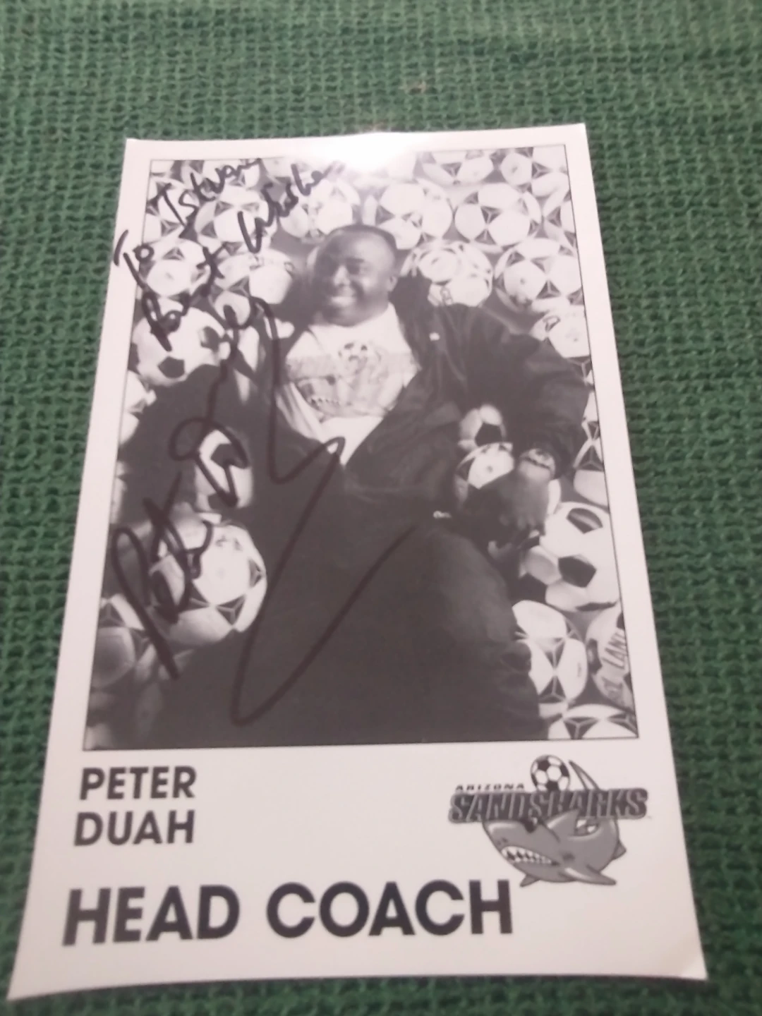 1992-1997 Peter Duah Arizona Sandsharks Signed Photo, Sticker - photo 2